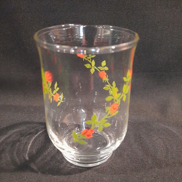 Vintage 1970s Anchor Hocking Red Rose Juice Glass ~ Set of 2 - Picture 3 of 5